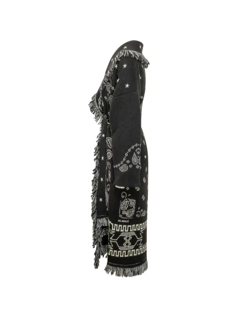 Alanui bandana jacquard fringed coat Black LWHQ003E26KNI0041084