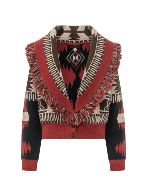 Alanui Icon fringe-trim cardigan Red LWHB026E26KNI001