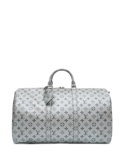 Louis Vuitton Pre-Owned 50 Monogram metallic keepall bandouliere holdall Silver CSNS9284