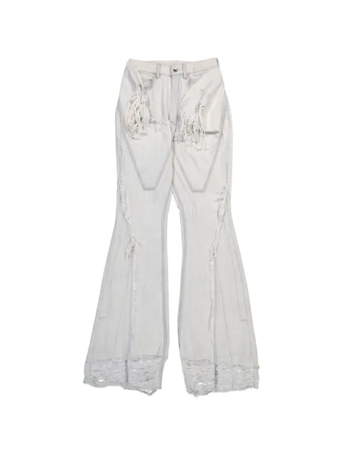 Rick Owens DRKSHDW Slivered Bootcut frayed jeans White DS01F4304DMWSH