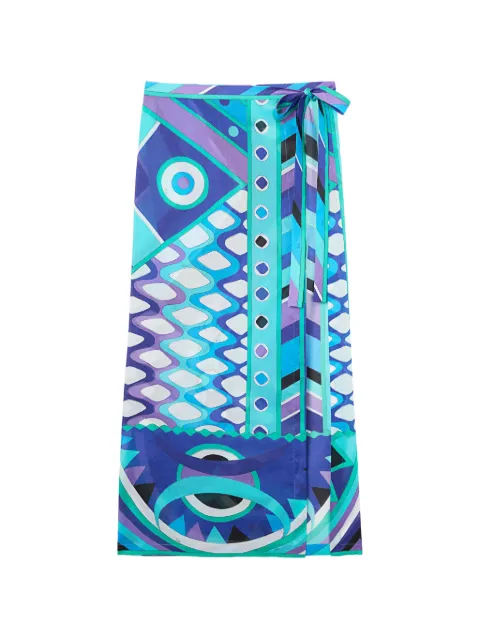 PUCCI Vivara-print wrap sarong skirt Blue 6HPD526H844