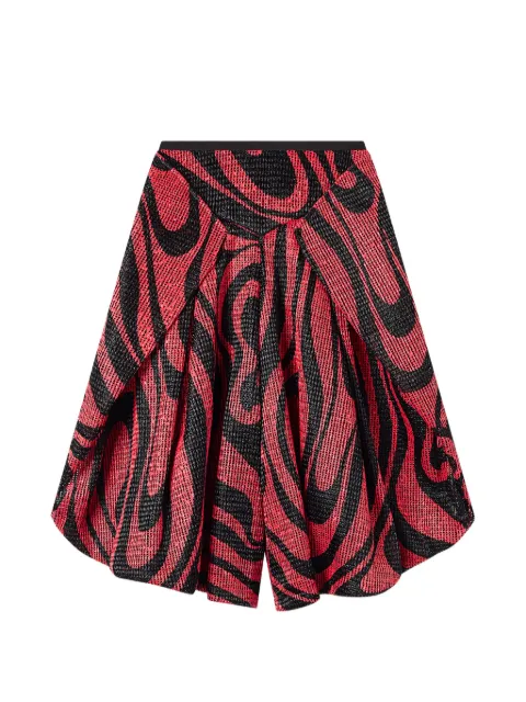 PUCCI Marmo-print raffia wide pants Red 6HRT046H703