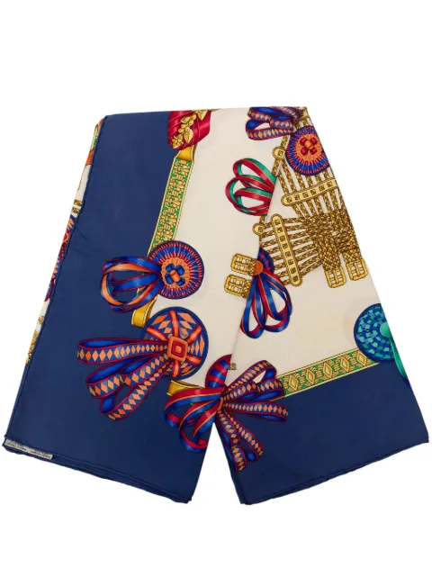 Hermès Pre-Owned 1990-2010 Les Rubans du Cheval Silk Scarf 90 scarves Blue J9HODIFFQIBVT3LG