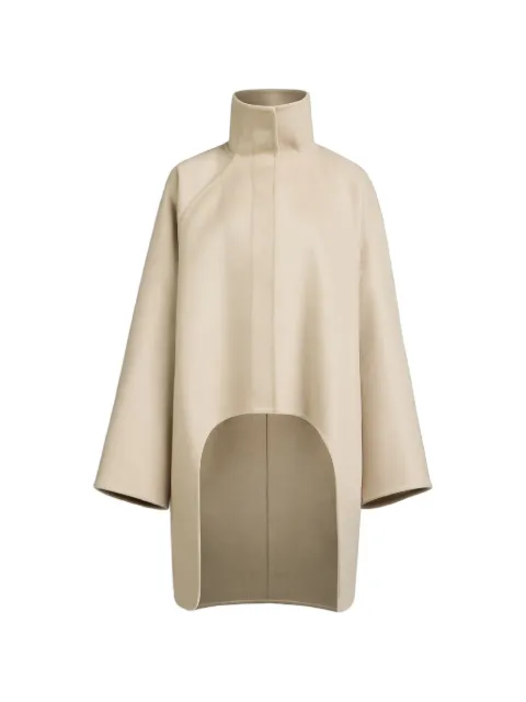 Alaïa high-low hem high-neck coat Neutrals AA9M1207T500D