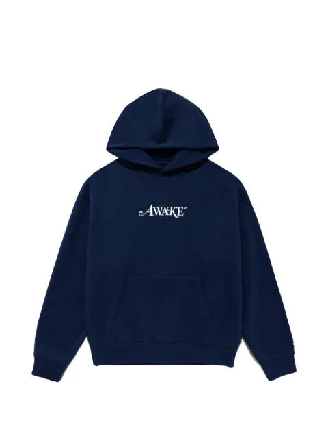 Awake NY logo-embroidered hoodie Blue AWKFW24HD303NVY