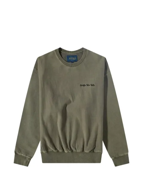 Awake NY pigment-dyed logo-embroidered crewneck sweatshirt Green AWKFW22CN001MOSS