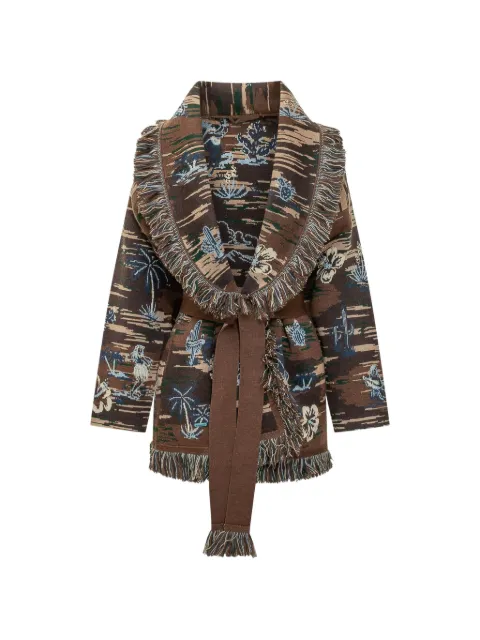 Alanui Tex-Hawaii fringed-trim cardigan Brown LWHB064E26KNI0106084