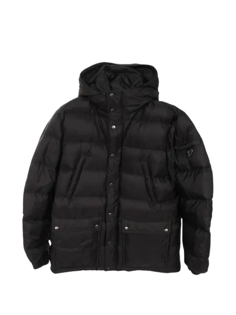Prada Pre-Owned 2010s Triangle Logo hooded down jacket Black 1077452