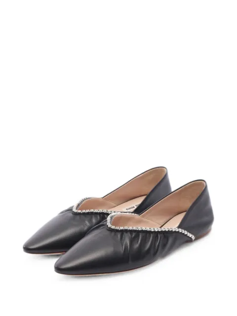 Miu Miu Pre-Owned 2010s rhinestone pointed-toe ballet flats Black 1084032