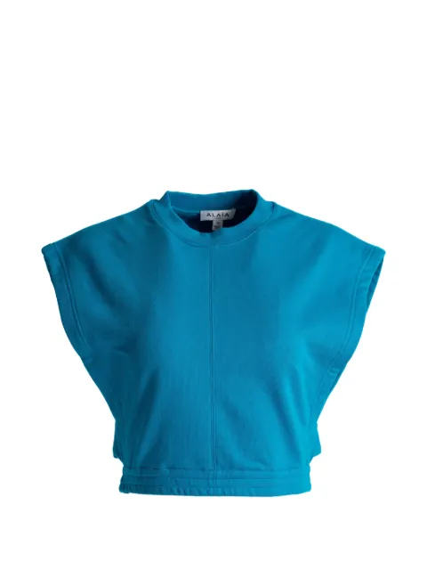 Alaïa fleece jersey crop top Blue AA9H1540J082D