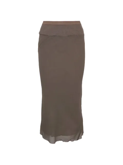 Rick Owens Bias ribbed-waist midi skirt Brown RP01F6332G