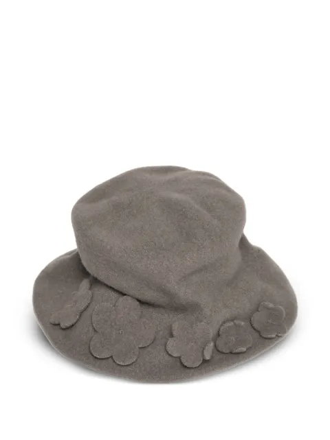 Scha flower-appliqué wool cloche hat Grey 185000GREYBEIGE