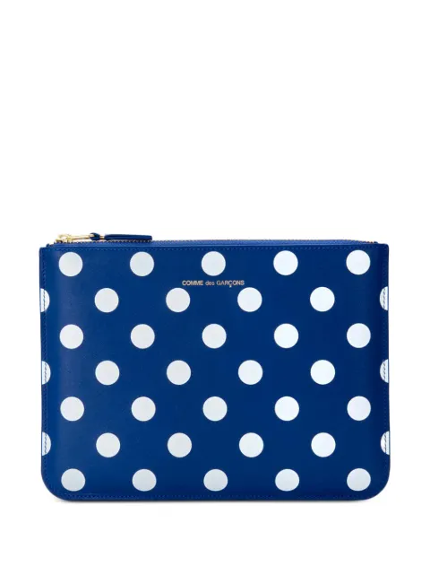 Comme Des Garçons Wallet polka-dot-print zip pouch Blue DSA5100PD00NAVY