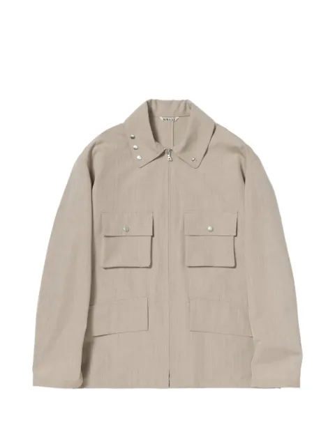 Auralee button-detail jacket Neutrals A26SB02WCPS26TOPGRAYBEIGE