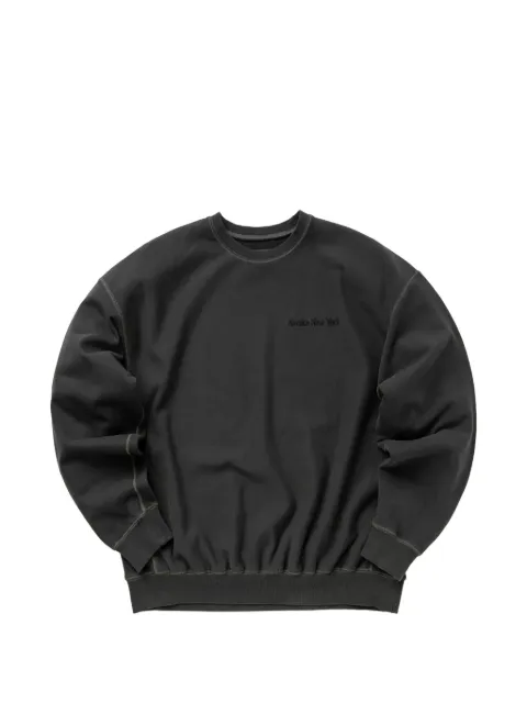 Awake NY pigment-dyed logo-embroidered crewneck sweatshirt Black AWKFW22CN001BLK