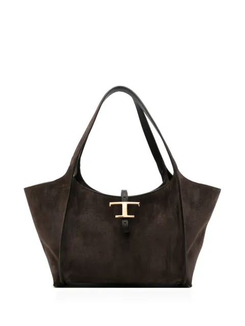 Tod's small T-Timeless suede tote bag Brown XBWTSBQ0200P3A