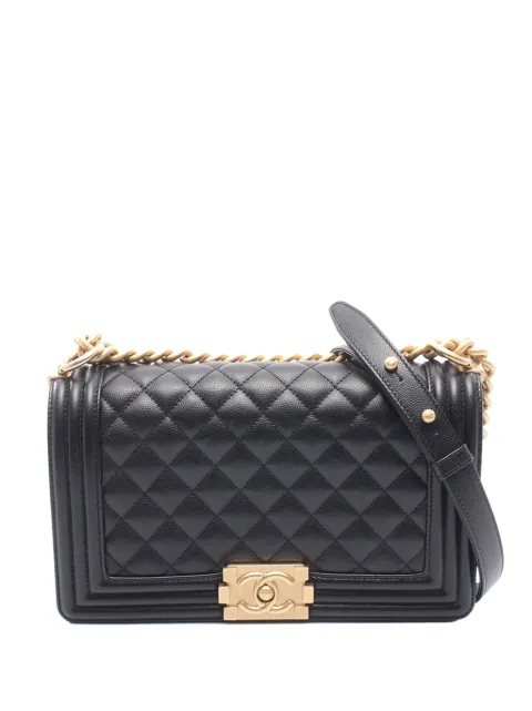 CHANEL Pre-Owned 2021-2026 Old Medium Quilted Caviar Boy Flap crossbody bag Black NV32BE8H7WA7M7VX
