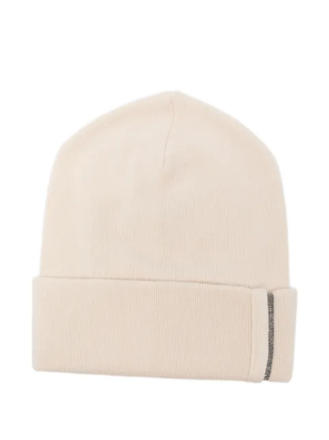 Brunello Cucinelli Monili-embellished beanie hat Neutrals M12163199C9777