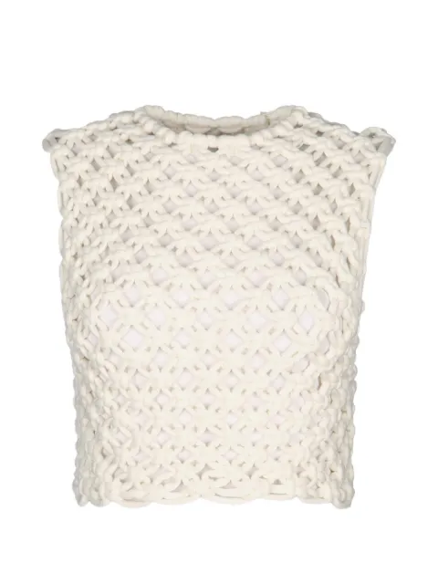 Alaïa macramé-knit sleeveless top Neutrals AA9H1232K083B