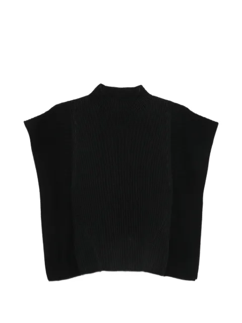 CFCL Portrait ruffled-sleeves ribbed top Black CF012KN131GP00
