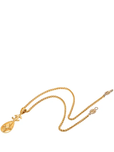 CHANEL Pre-Owned 1996 CC Gold Plated Teardrop Pendant Necklace costume necklace Gold 7HNXX31EUKU26DY9
