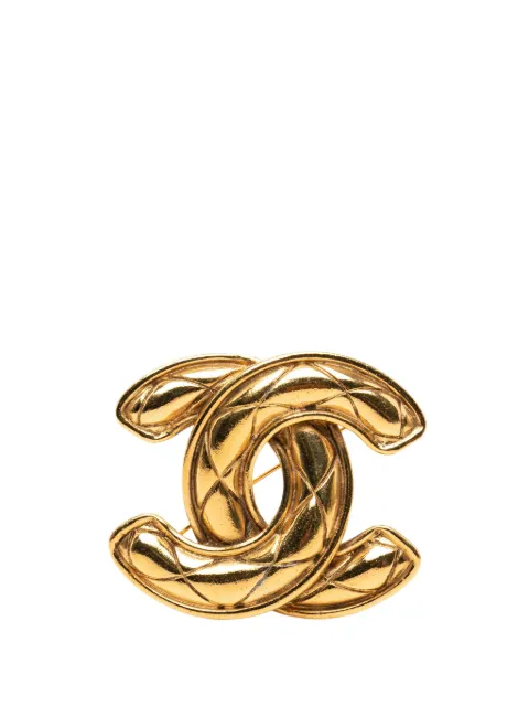 CHANEL Pre-Owned 1970-1980 CC Gold Plated Quilted Brooch costume brooch Gold B4WSQ4IYZA2KN1PW