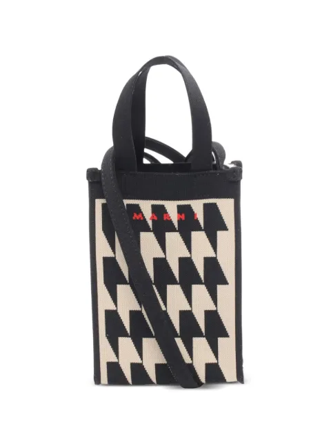 Marni Pre-Owned 2020s nano Shopping houndstooth tote bag Black 1084975