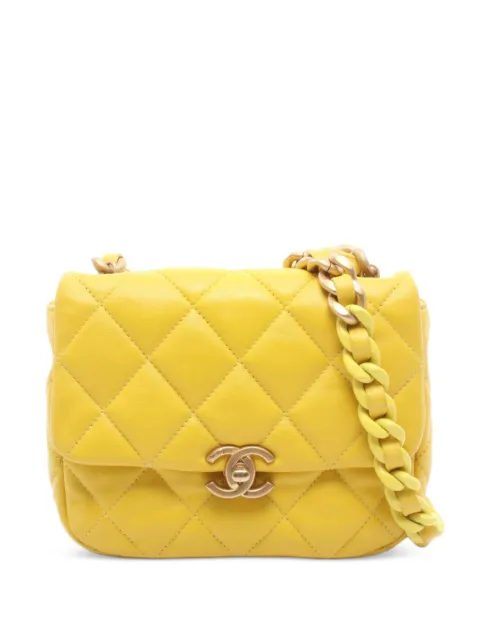 CHANEL Pre-Owned 2021 small Candy Chain Flap cross body bag Yellow 1085317X09HUJ2H
