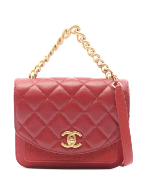 CHANEL Pre-Owned 2019 Diamond-quilted Caviar-leather mini shoulder bag Red 1083705