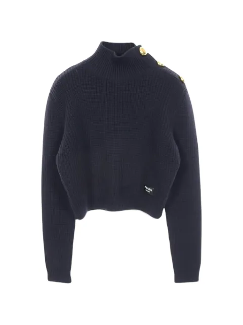 Prada Pre-Owned 2010s button-detail turtleneck sweater Blue 1081228