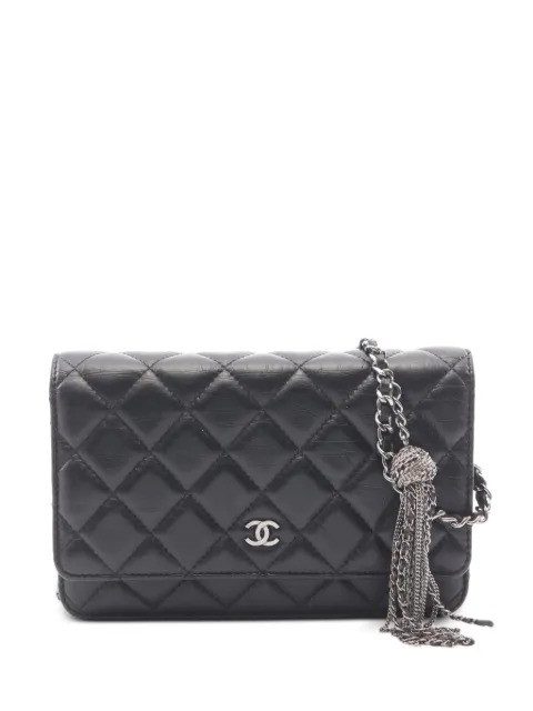 CHANEL Pre-Owned 2018-2019 Diamond-quilted chain-strap mini crossbody bag Black 1083664
