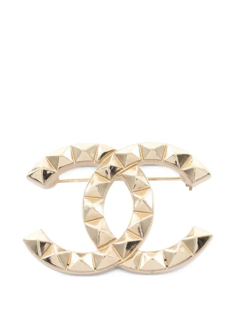 CHANEL Pre-Owned 2017 Coco Mark studded brooch Gold 1081892