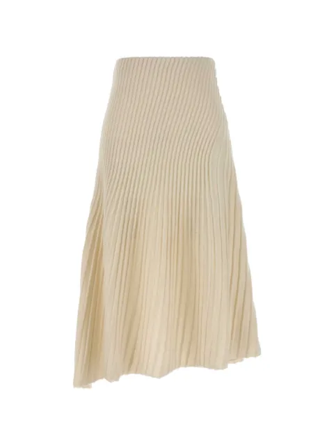 Alaïa ribbed-knit asymmetric skirt Neutrals AA9J2481K163C