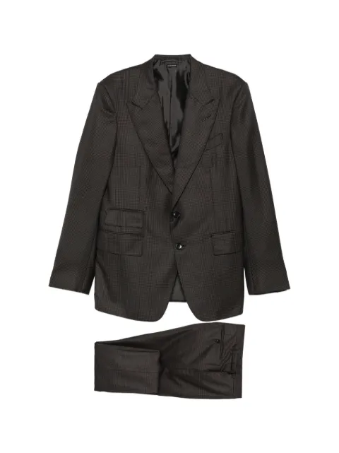 TOM FORD houndstooth-pattern single-breasted suit Brown 2LEP01W0145