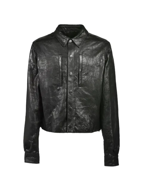 Rick Owens crinkled-effect leather jacket Black RU02F4750LBE