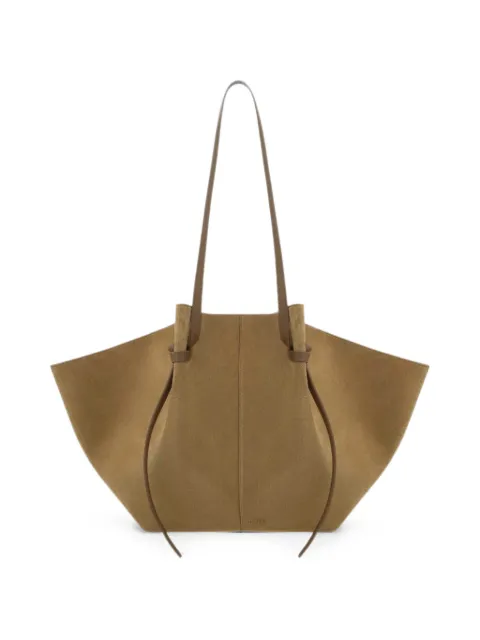Yuzefi Mochi pleated suede shoulder bag Green LARGEMOCHIFENNEL