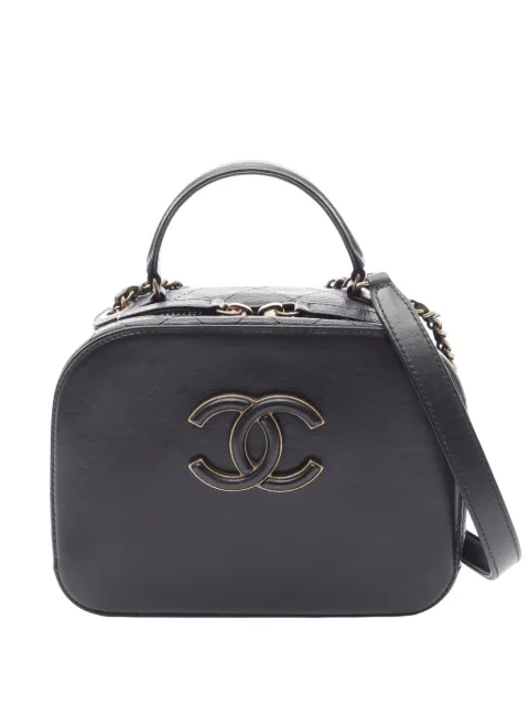 CHANEL Pre-Owned 2016-2017 CC Quilted Calfskin Vanity Case satchel Black Z7H2O666EBGJ8ETG
