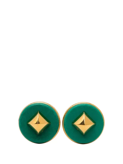 Hermès Pre-Owned 20th Century Gold Plated and Leather Medor Round Clip on Earrings costume earrings Gold Y0PFI4YEIZIR7K99