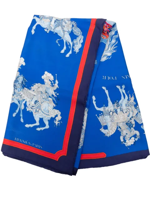 Hermès Pre-Owned 1980-2000 Carrousel Silk Scarf 90 scarves Blue Z4VXV8Q966FM3PSV