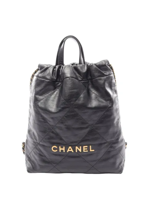 CHANEL Pre-Owned 2021-2026 Small Shiny Quilted Calfskin 22 backpack Black S8R2Y9VXGINFWZRR