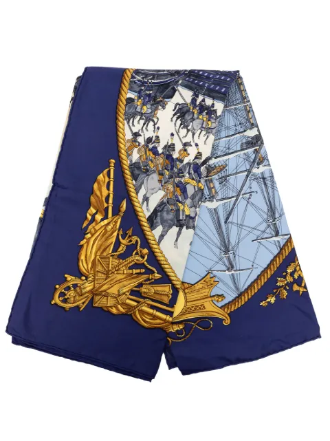 Hermès Pre-Owned 1960-1980 Marine et Cavalerie Silk Scarf 90 scarves Blue LS14SLENGBOGQHO8