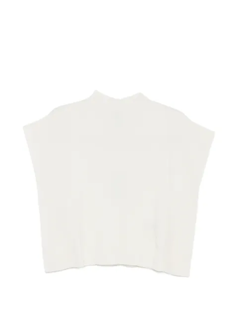CFCL Portrait ruffled-sleeve ribbed top White CF012KN131GP00