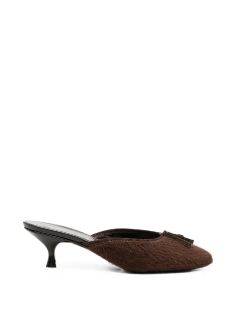 HERBERT LEVINE 24/7 bow-detail faux-fur heeled mules Brown HBWF134