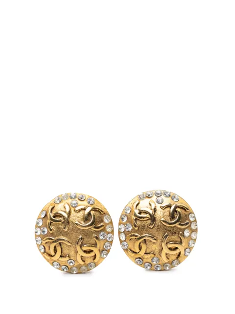 CHANEL Pre-Owned 1980-1990 CC Gold Plated Strass Round Clip On Earrings costume earrings Gold 3BLHW7EUYSMOMGIT