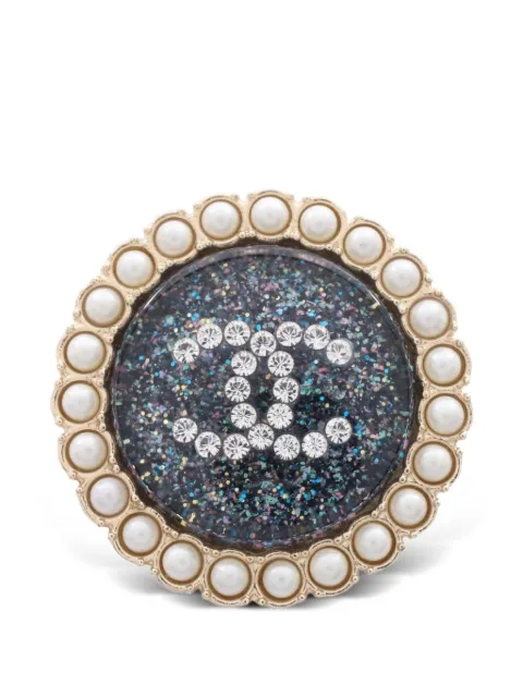 CHANEL Pre-Owned 2019 CC logo-detail rhinestone brooch Gold 1082243