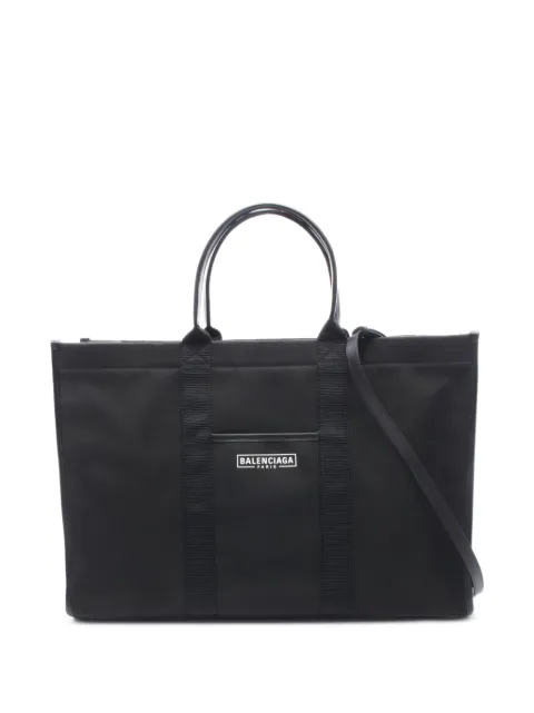 Balenciaga Pre-Owned 2010s large Hardware leather-trim tote bag Black 1084578