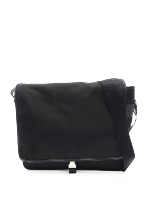 Prada Pre-Owned 2010s leather-trim messenger bag Black 1084573
