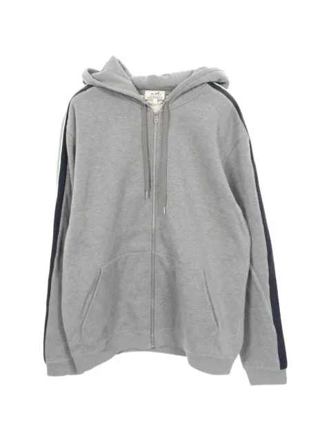 Hermès Pre-Owned 2010s side-stripe zip-up hoodie Grey 1083921