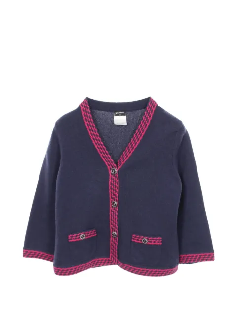 CHANEL Pre-Owned 1986-1988 Coco Mark button cardigan Blue 1083930