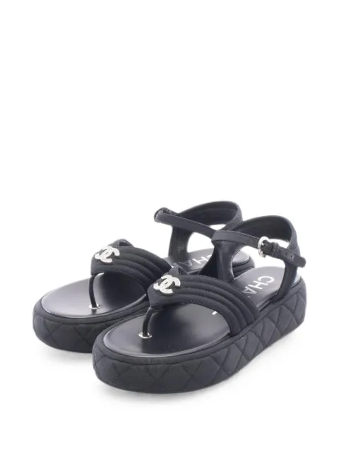 CHANEL Pre-Owned 1986-1988 quilted sandals Black 1083428